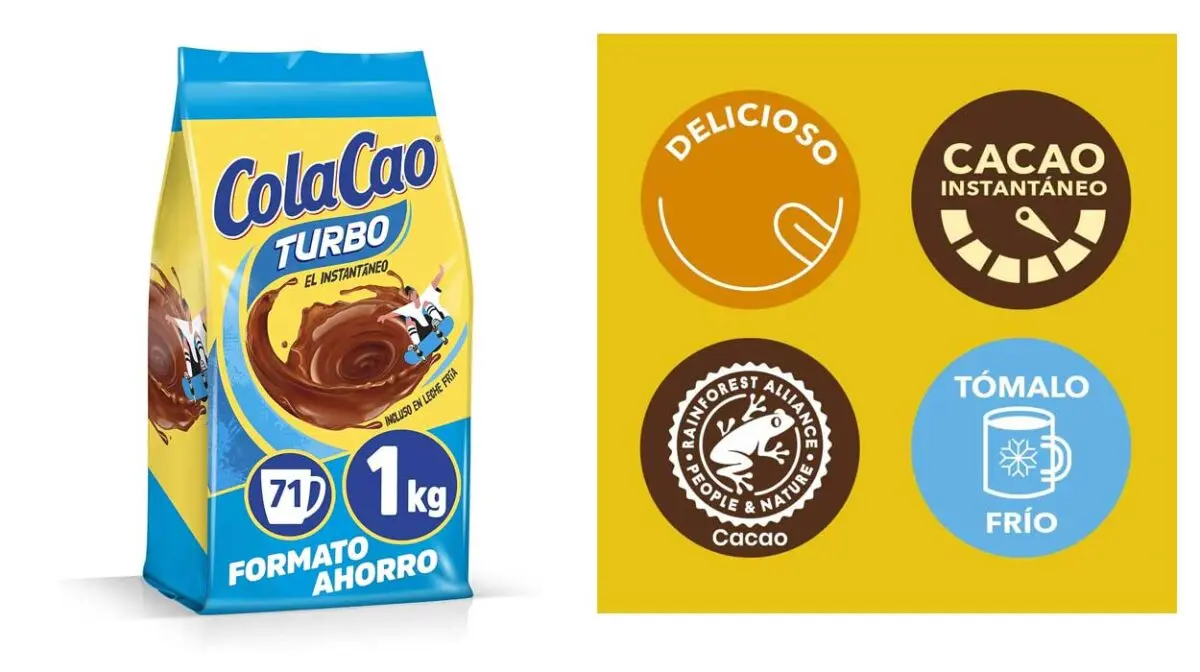 Pack x3 Bolsa de Cola Cao Turbo de 1 kg por sólo 16,52€ con 3x2 (-25%) ¡5,51€ cada uno!