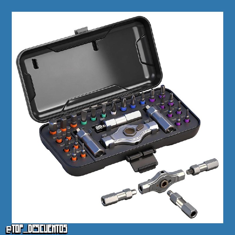 Destornillador de carraca 24 en 1 - Juego de destornilladores magnéticos de precisión con 24 puntas, mango de aluminio extraíble, herramientas compactas para reparación de bicicleta bricolaje