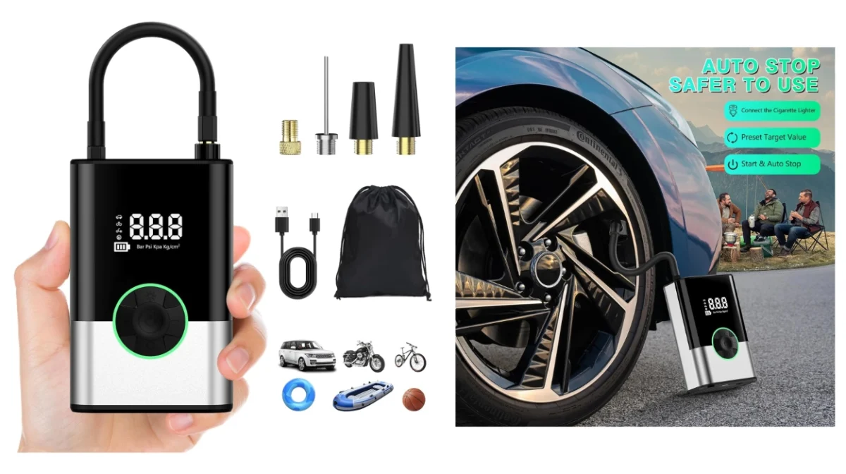 Pon a punto neumáticos, balones y bicis con este mini inflador portátil de 6000 mAh con boquillas para todo por sólo 19,99€ con cupón (-50%)