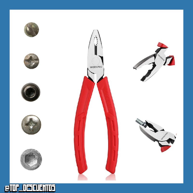 WORKPRO Alicate Universal 165mm 3 en 1 de Acero Cr-V