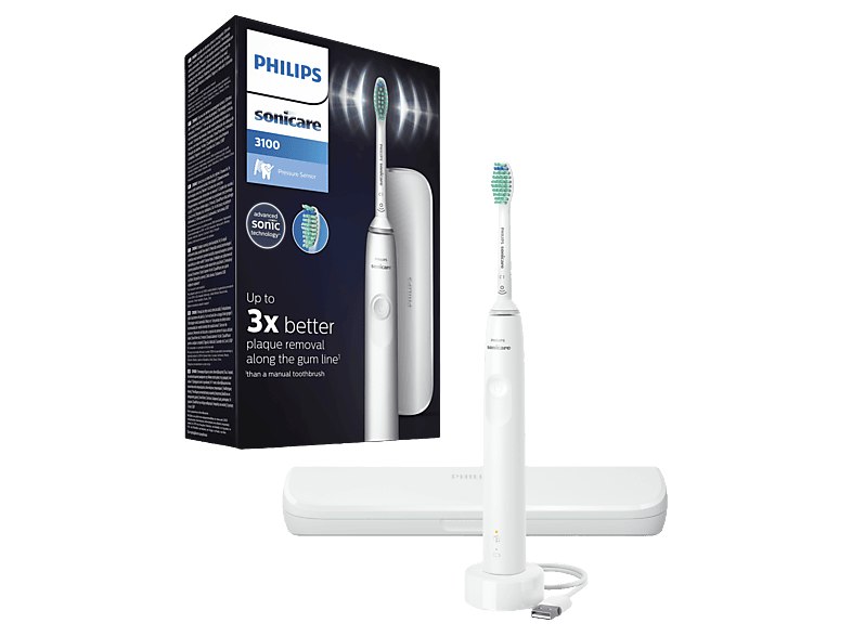 Philips - Cepillo eléctrico Sonicare 3100 HX3673/13, Tecnología sónica, sensor d