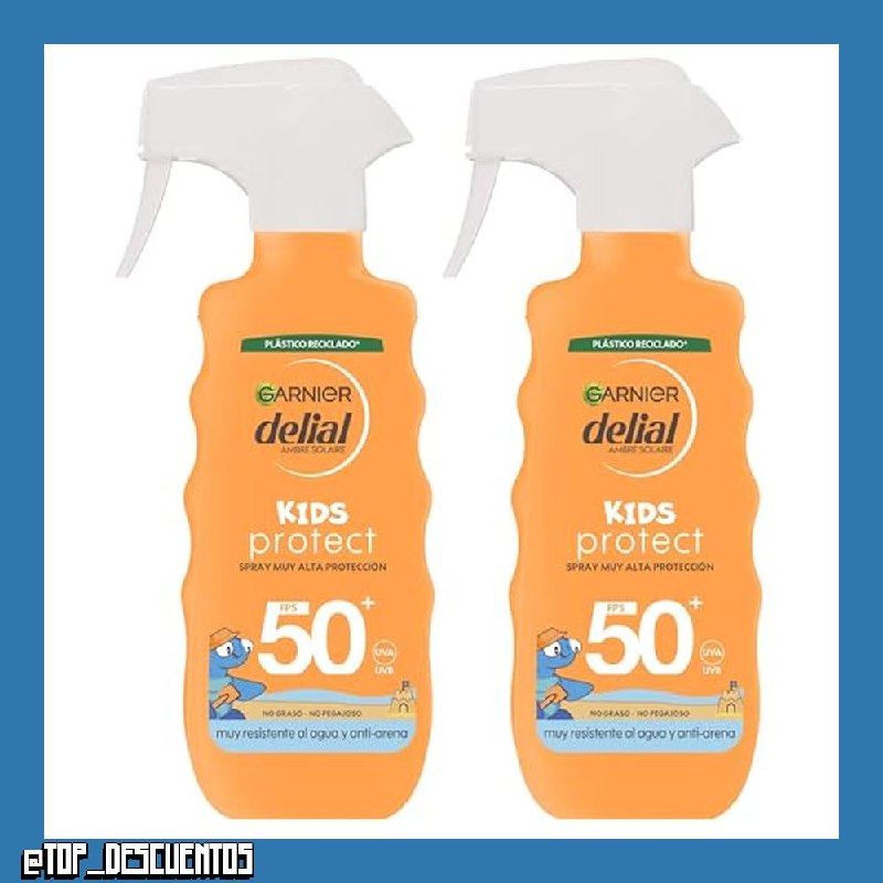 GARNIER DELIAL Spray Solar Muy Alta Protección FPS50+ EcoDiseñado Para Niños De Nemo Muy Resistente Al Agua Y AntiArena 270 ml (Paquete de 2)