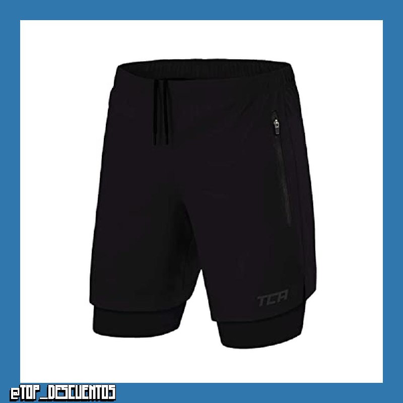 TCA Pantalon Corto Hombre Deporte con Bolsillos y Mallas - Pantalones Cortos Deporte Hombre para Running Gym Padel - Hombre 2 en 1 con Mallas Cortas y 2X Bolsillos con Cremallera