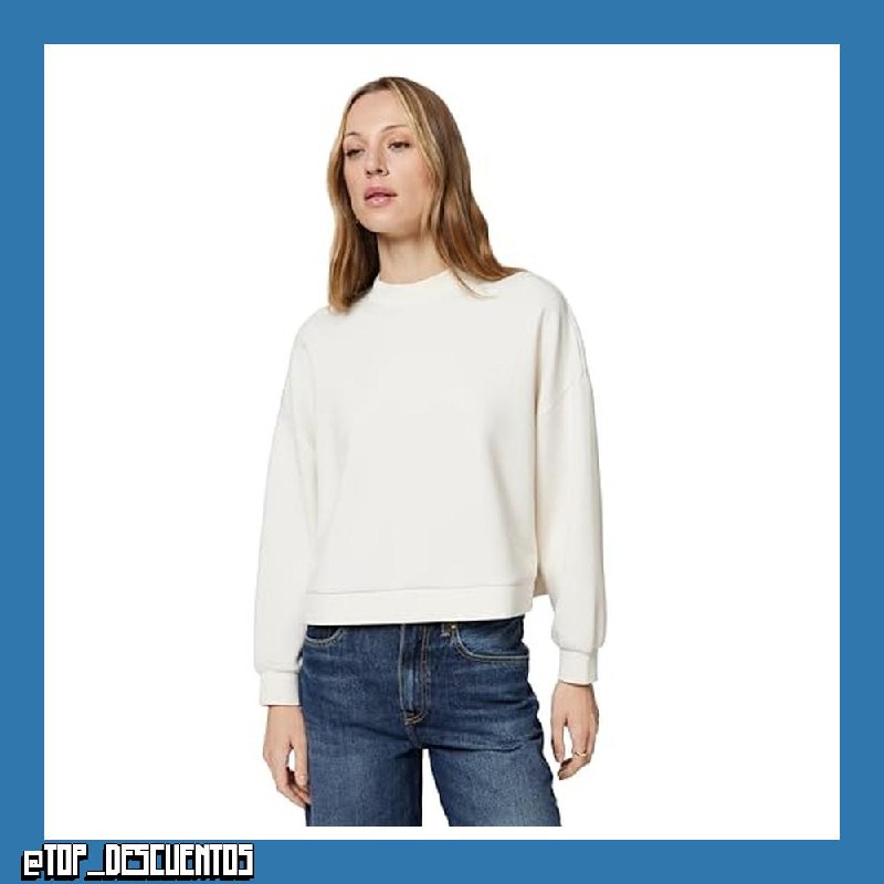 Armani Exchange Sudadera de Manga Larga para Mujer, con Logotipo de Letras, Ajuste Relajado, Color Blanco, M, ISO, M