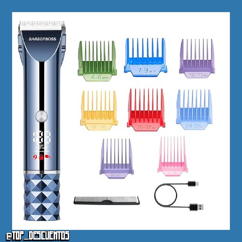 BarberBoss Cortadora de pelo para hombre, afeitadora de barba inalámbrica para hombres, hoja ajustable y kit completo de aseo para hombres, cortadora recargable de velocidad turbo, cortadora de pelo