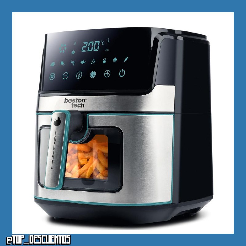EUDAI Freidora de Aire 6.5L, Freidora sin Aceite con Ventana, 8 programas, Pantalla LED, Control Táctil, Temperatura Regulable, Cesta Antiadherente, Temporizador, 1700W, Incluye Recetario, Acero Inox.