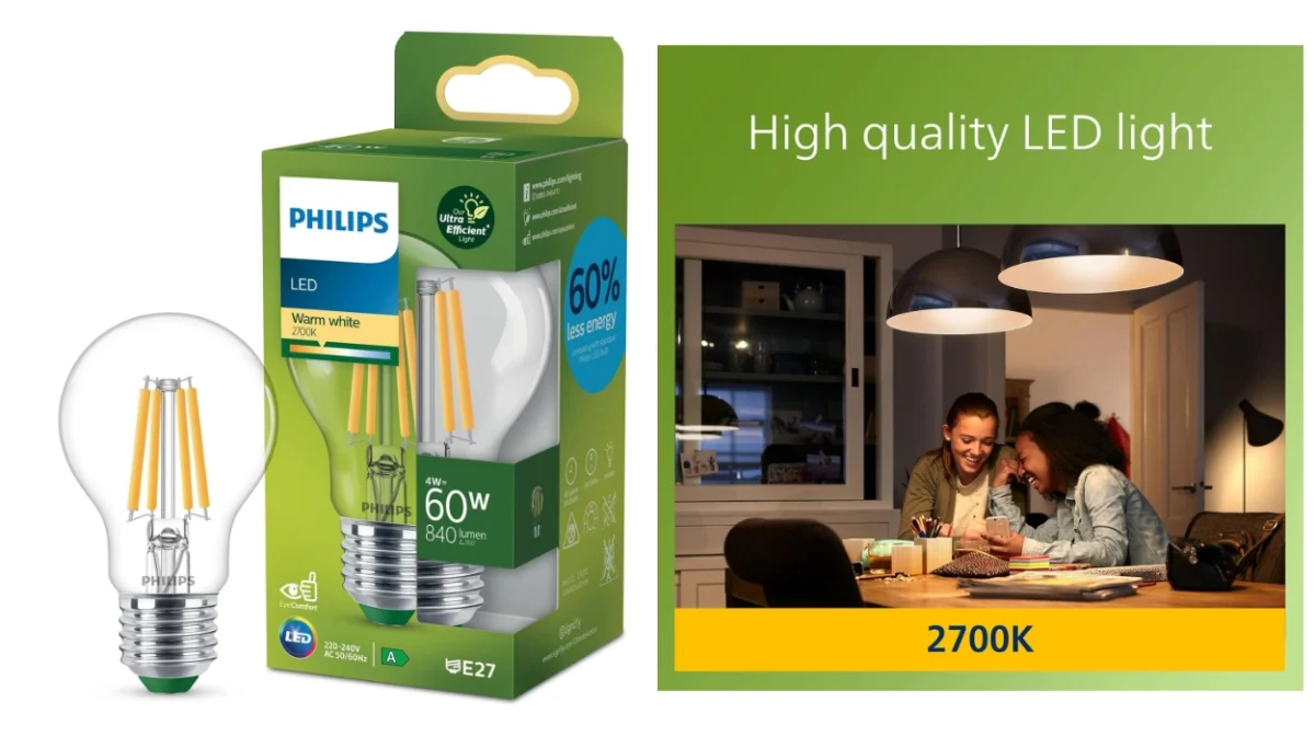 Ahorra energía con esta bombilla LED Philips E27 de 4W con luz cálida de larga duración por sólo 3,48€ (-61%)