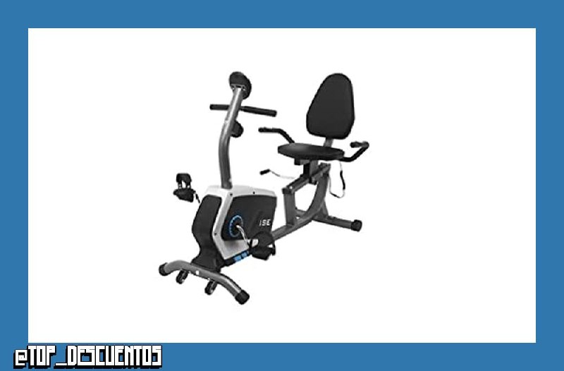 ISE Bicicleta Estática con Respaldo para casa, Bicicleta Estatica Magneticacon 8 Niveles de Resistencia,Sensor de Pulso, Bicicletas Estaticas Rehabilitacion indoor,Bici estatica profesional Máx.120 kg
