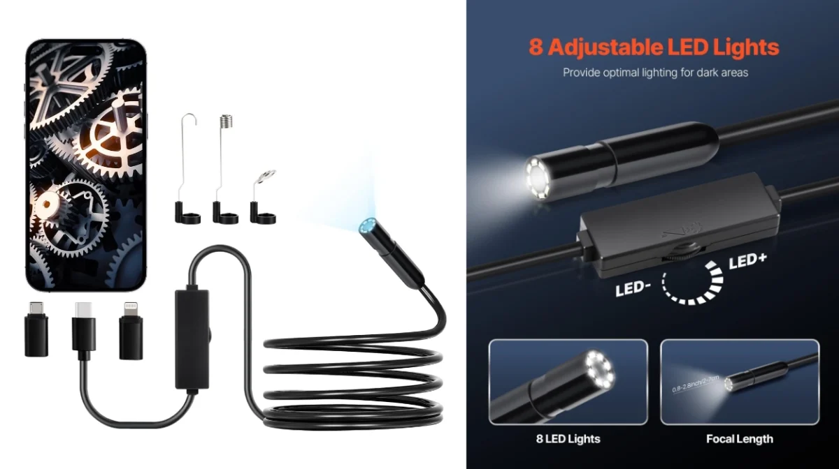 Explora zonas ocultas con la cámara endoscópica Vevor: HD, LEDs y cable semirrígido por sólo 14,90€ (-22%)