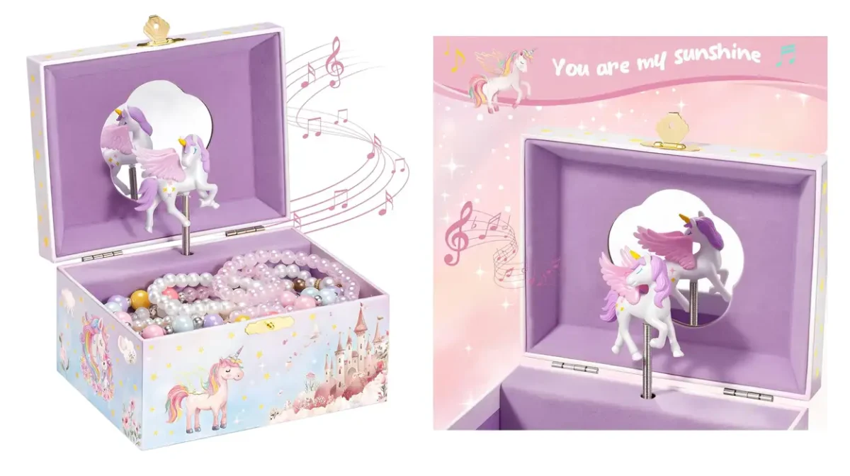 Joyero caja de música con diseño de unicornio para niñas por sólo 14,24€ (-11%)