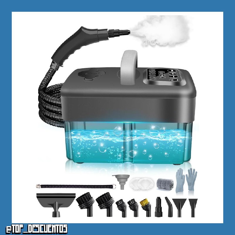 Upgrade Vaporeta Limpieza Hogar - 2500W, 6 Niveles Ajustables, Depósito de Agua de 1,6L, Vapor a 120 °C, Calentamiento en 15 s, Portátil con 10 Accesorios, Limpieza de Sofa,cortinas,Gris