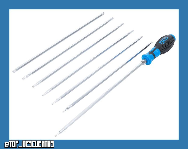 BGS 2326 | Juego de destornilladores con puntas intercambiables | perfil en T (para Torx) / T-Star (para Torx Plus) con perforación | 8 piezas