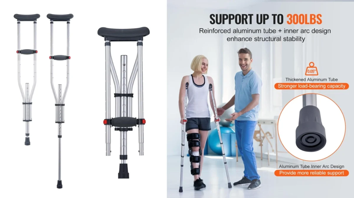 Muletas Vevor ajustables y seguras con almohadilla suave para caminar sin tensión por sólo 35,90€ (40% de descuento)