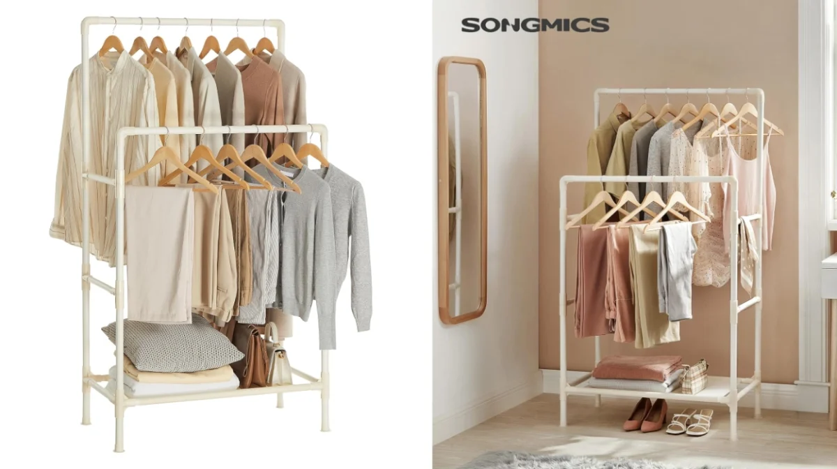 Tu ropa en orden con el perchero doble Songmics: montaje fácil y aguanta 55 kg por sólo 13,59€ (-20%)