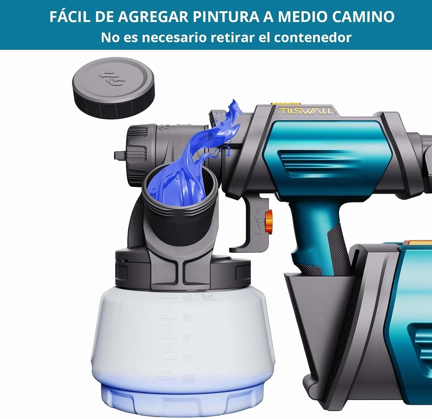 Tilswall Pistola HVLP 800W – 4 Boquillas, 3 Patrones, Carga Lateral para Vallas y Muebles por 44,99€ en Amazon