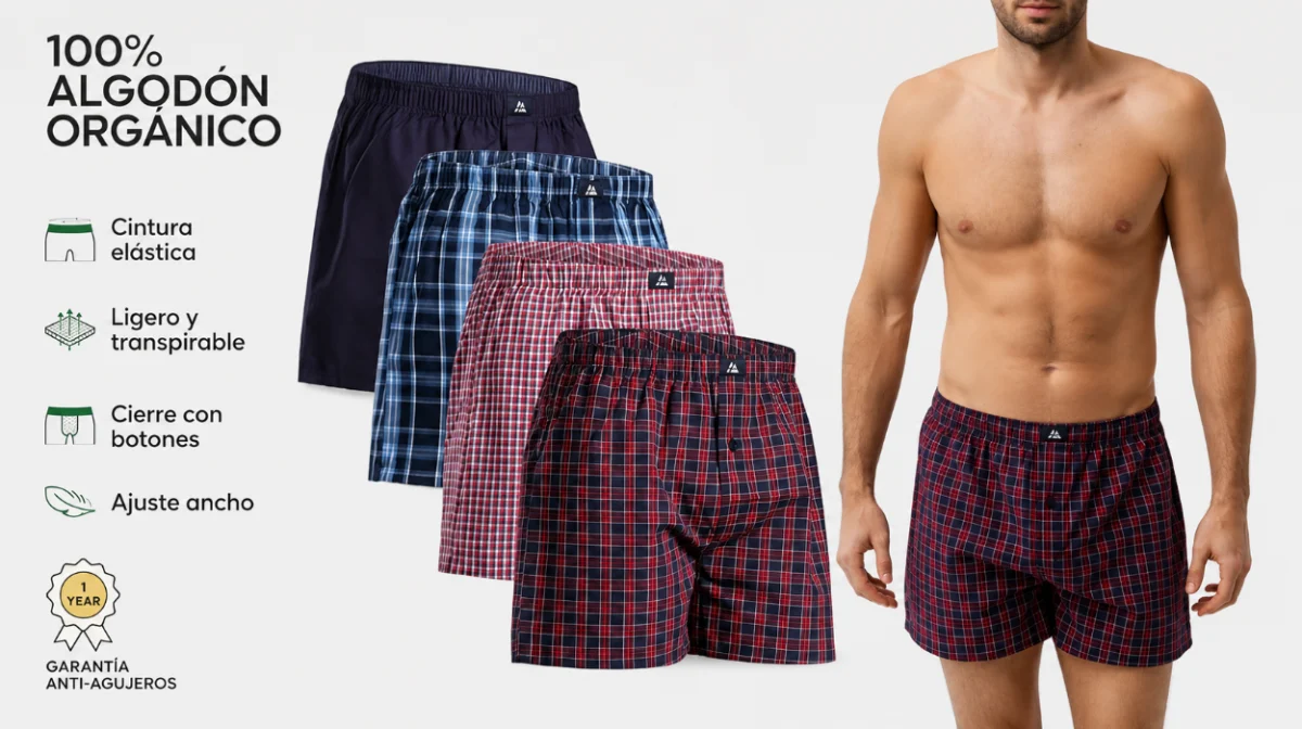 Calzoncillos de tela Danish Endurance para hombre, 100% algodón orgánico, pack de 4 por sólo 25,45€ (-42%) ¡6,36€ cada uno!