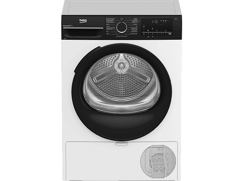 Beko - Secadora bomba de calor BM3T49240W, 9 kg, 15 Programas, Motor ProSmart In