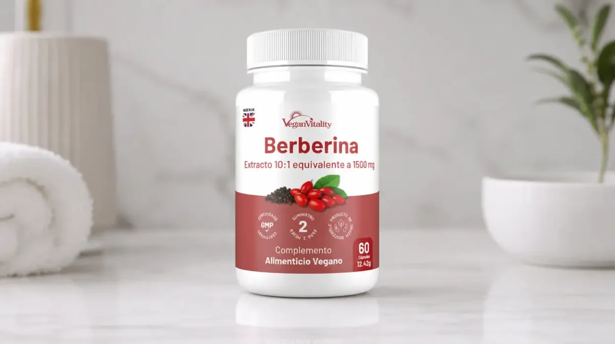 Suplemento de Berberina Alta Potencia 1500 mg con Pimienta Negra, 60 cápsulas veganas para 2 meses por sólo 18,04€ (-25%)