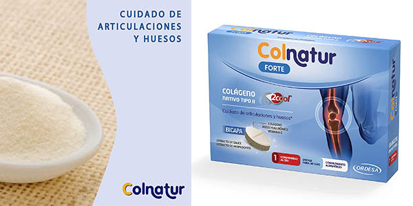 Cápsulas Colnatur Forte de colágeno Nativo Tipo II con extracto de sauce y harpagofito, ácido hialurónico y vitamina C por sólo 18,11€ con envío gratis (32% de descuento)