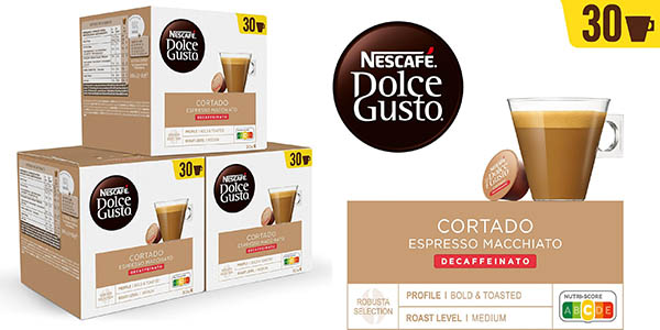 Pack x90 cápsulas Nescafé Dolce Gusto Café Cortado Descafeinado por solo 22,92€ (15% de descuento)