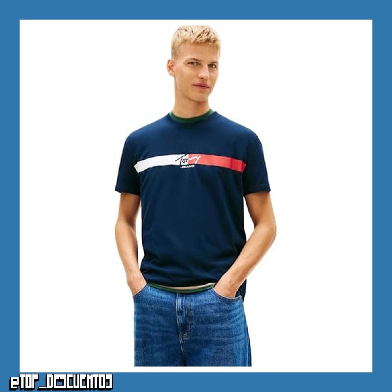 Tommy Jeans TJM Reg Signature Stripe T Ext Dm0dm22539 Camiseta S/S Hombre (Pack de 1)