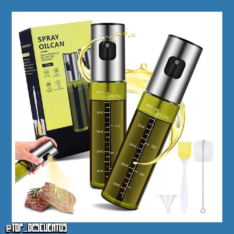 Zanfqvo Pulverizador Aceite Spray, 2PCS Spray Aceite Cocina Vidrio Especial con protección UV Verde, Dispensador de Aceitera Antigoteo Para cocinar, asar, ensaladas, freír en el aire