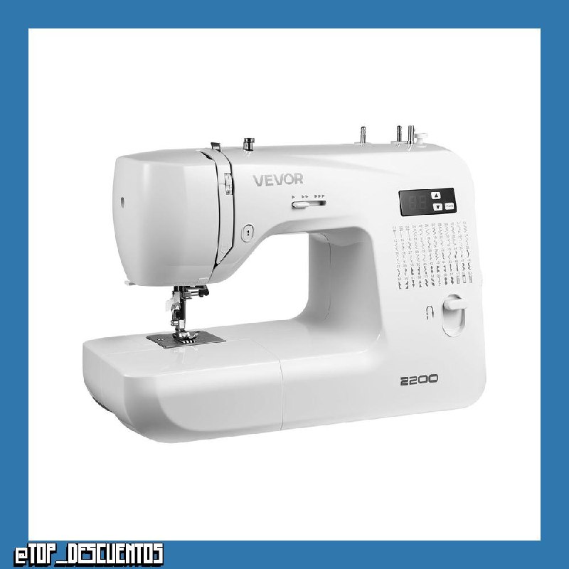 VEVOR Máquina de Coser, Máquina de Coser Digital con 60 Aplicaciones de Puntadas, Pantalla LED, Pedal y Luz LED, Estructura Metálica Resistente y Potente Motor para Manualidades, Blanco