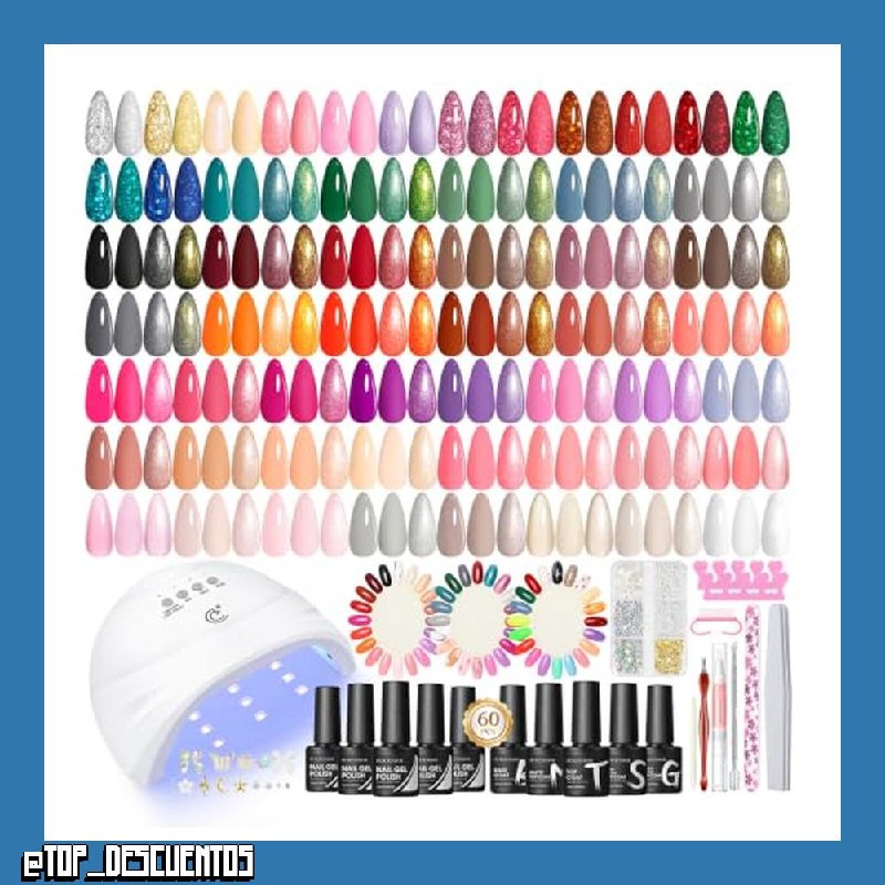PEACECOLOR 73Pcs Kit Uñas Semipermanentes y Lámpara, 55 Colores Esmaltes de Uñas en Gel Semipermanentes con Base Top Mate Top Coat Kit Manicura Semipermanente para Principiante