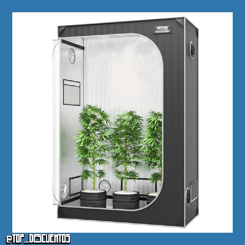 VEVOR Armario de Cultivo 122x61x183 cm Carpa de Cultivo Hidropónico Mylar 2000D Altamente Reflectante con Ventana de Observación, Bolsa de Herramientas, Bandeja de Piso para Cultivo de Plantas