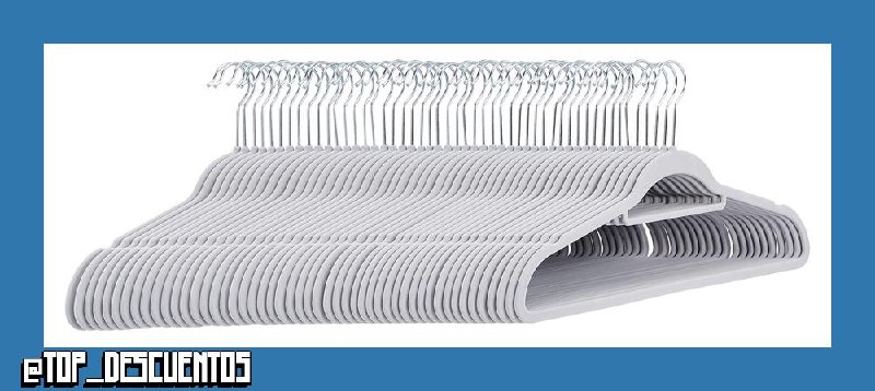 Amazon Basics Perchas de terciopelo para trajes con gancio per cravatte, Paquete de 50, Gris claro