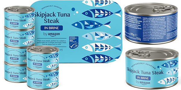Pack x6 Atún listado entero al natural by Amazon de 195 gramos por sólo 7,43€ (-21%)