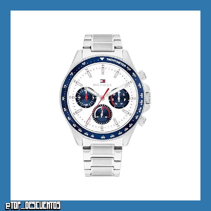 Tommy Hilfiger Reloj Cronógrafo para Hombre Colección Clark con Brazalete de Acero Inoxidable Plateado - 1792238