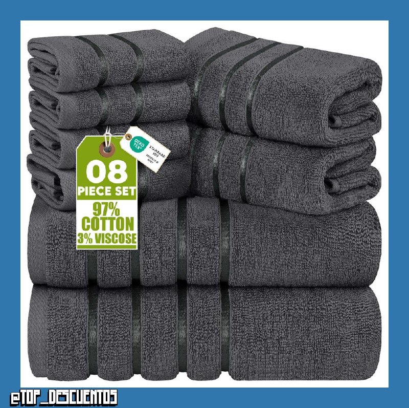 Utopia Towels - Juego de Toallas de Baño 8 Piezas (Gris)