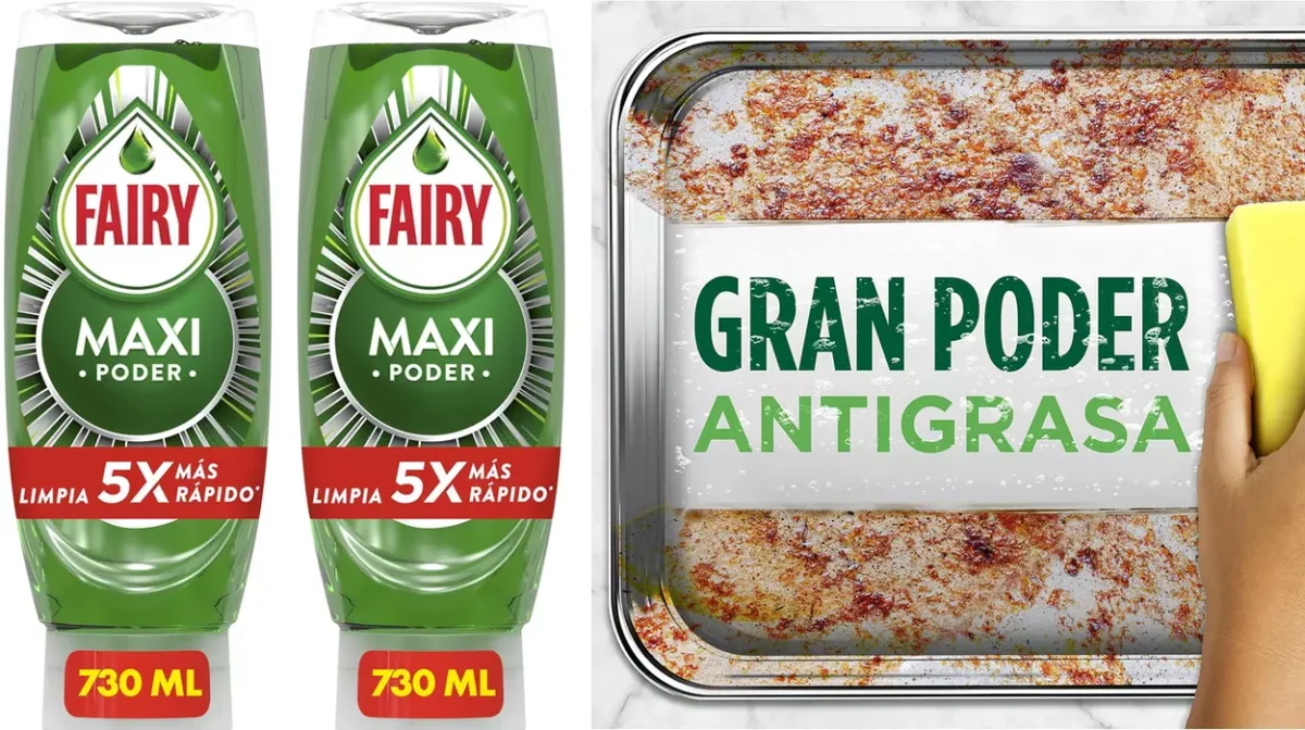 Pack x2 Fairy Maxi Poder Líquido Lavavajillas de 730 ml por sólo 6,83€ con descuento automático (-37%) ¡3,41€ cada uno!