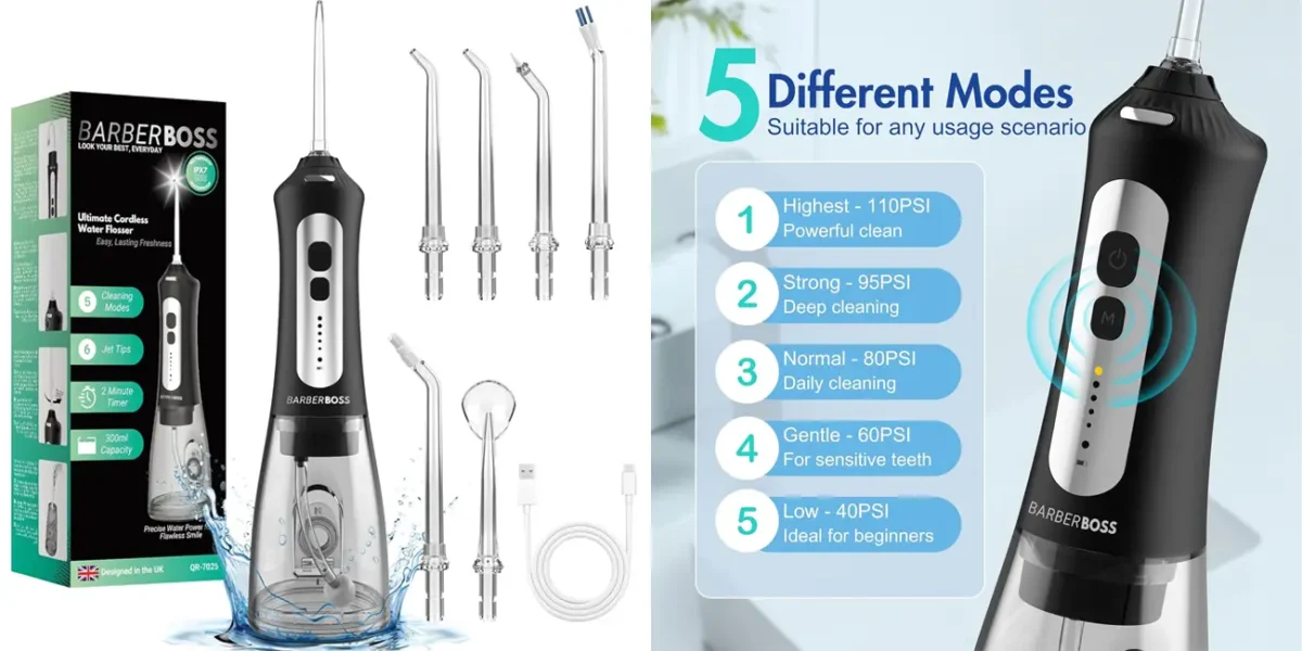 Irrigador bucal BarberBoss QR-7025 portátil por sólo 25,45€ (-43%)