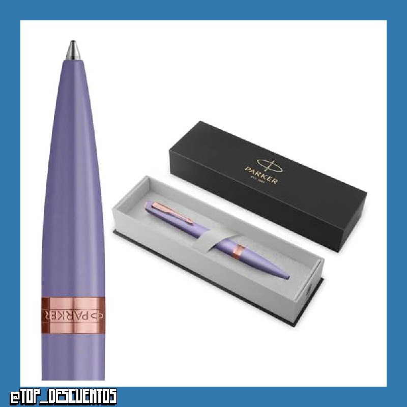 PARKER Meridian Bolígrafo | Laca lila con ribetes en oro rosa | Punta media | Para escribir a mano y Material de papelería | Tinta azul | Caja de Regalo de Lujo
