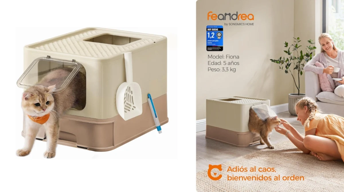 Solución higiénica para gatos grandes: Feandrea Arenero, antifiltración y bandeja deslizante por sólo 39,10€ (22% de descuento)