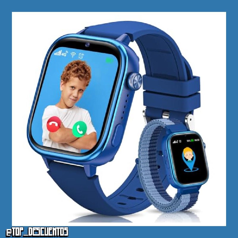 Sanorum Reloj Inteligente Niño con GPS/Videollamada/SOS/Regalo, Azul