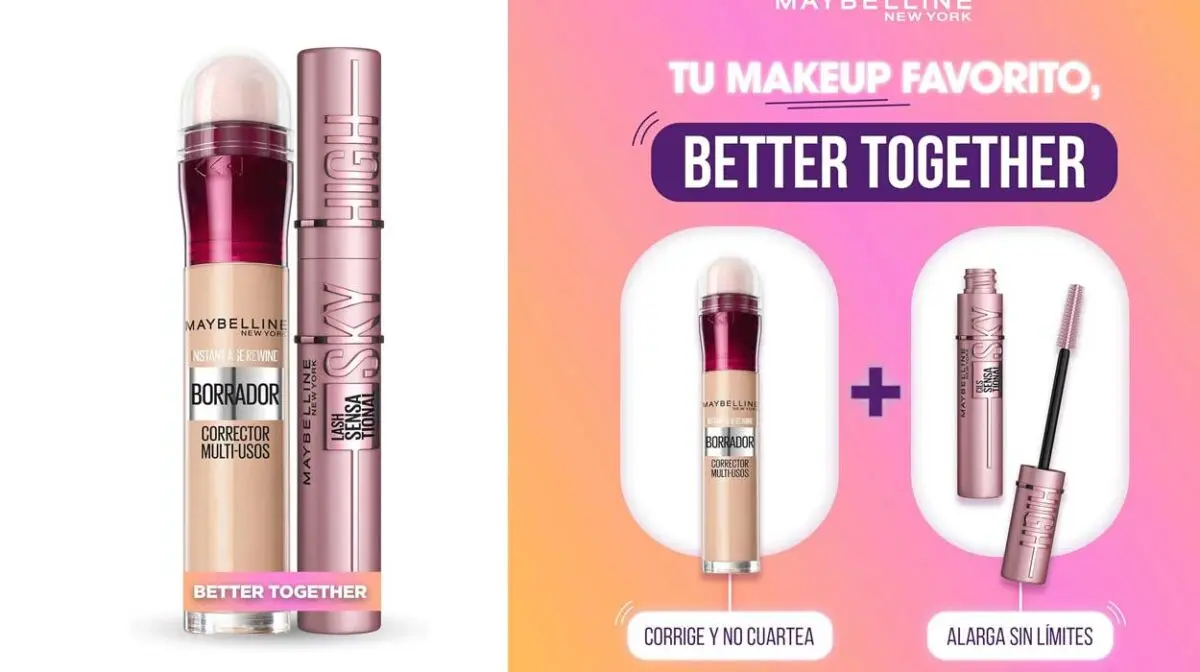 kit de maquillaje Maybelline con borrador-corrector y máscara de pestañas por sólo 13,26€ (-19%)