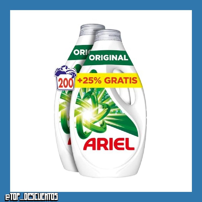 Ariel Detergente Lavadora Liquido, Original, 200 Lavados (4x50)