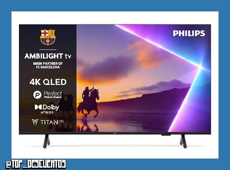 Philips Ambilight 75PUS8510 4K QLED Smart TV - Pantalla de 75 Pulgadas con Plataforma Titan OS, Pixel Precise Ultra HD y Sonido Dolby Atmos - Funciona con Alexa y con el Asistente de Voz de Google [Cl
