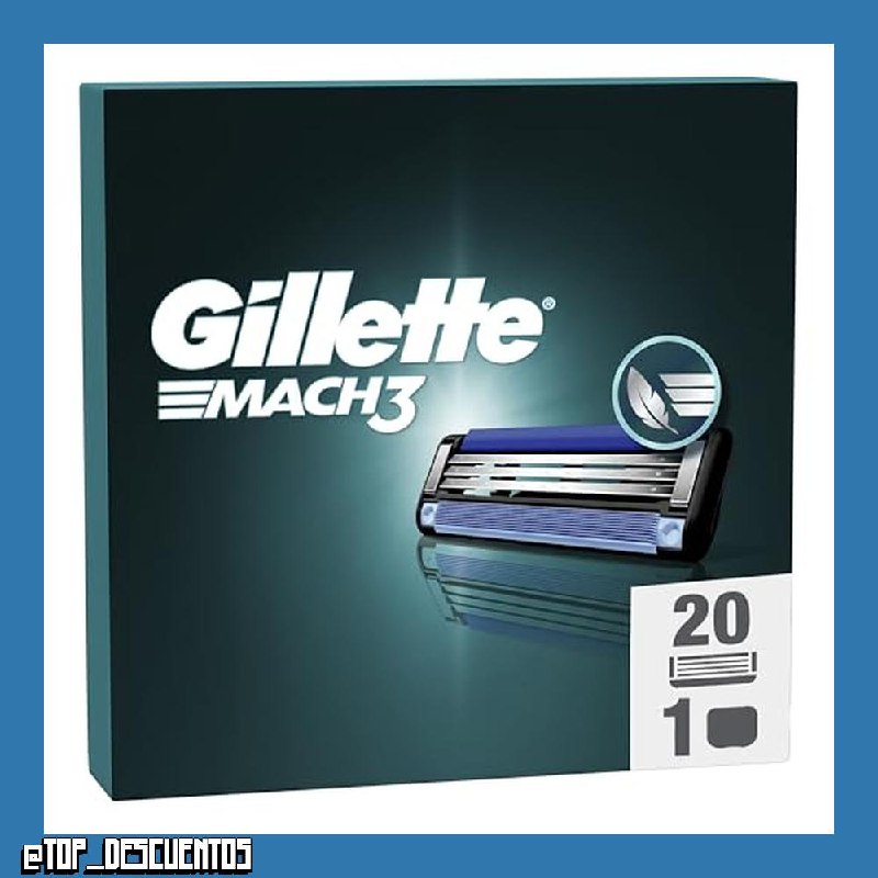 Gillette Mach3 Cuchillas de Afeitar Hombre + Funda de Viaje, Pack de 20
