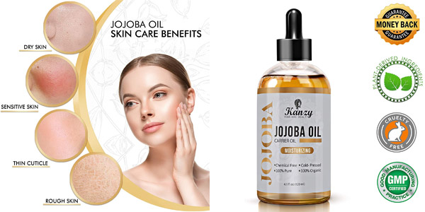 Aceite de Jojoba Bio Kanzy 100% Puro de 120 ml por sólo 8,57€ (39% de descuento)