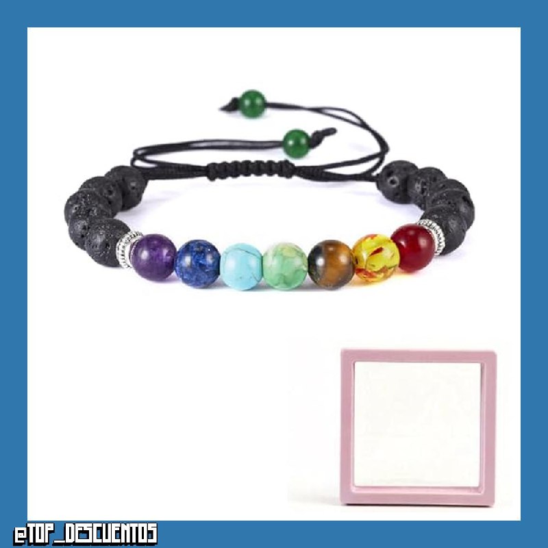 Pulsera de 7 Chakras con Piedra Volcánica, Piedras Naturales de Curación con Caja de Exhibición, Regalo de Yoga y Meditación para Mujer y Hombre, Joyería Reiki