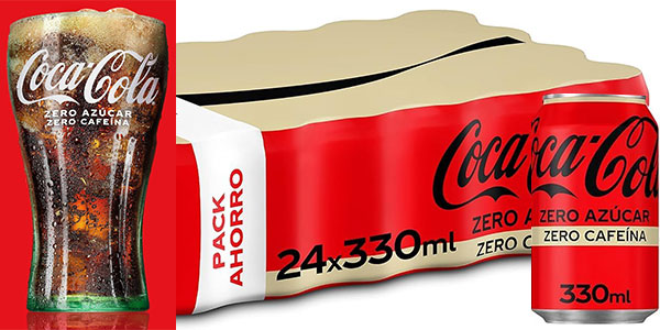 Pack 24 latas de Coca-Cola Zero Zero de 330 ml por sólo 15,12€ con descuento automático (-30%) ¡0,63€ cada una!