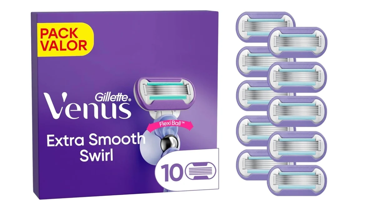 Pack x10 Recambios para maquinilla Gillette Venus Deluxe Smooth Swirl por sólo 33,99€ con envío gratis (-29%) ¡3,40€ cada uno!