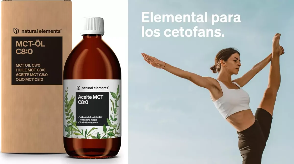 Aceite de coco MCT-C8 de 500 ml, vegano y sin aditivos, ideal para dietas keto por sólo 20,79€ (-20%)