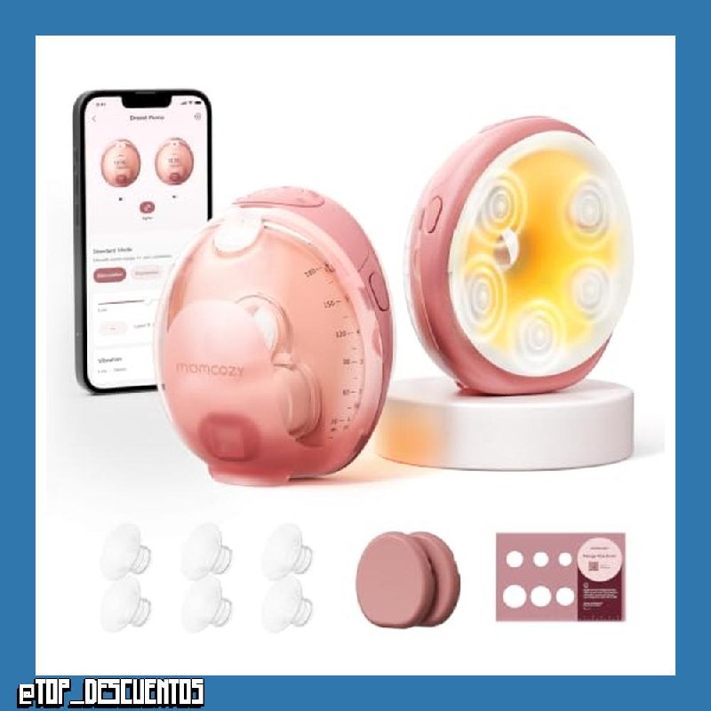 Momcozy Wellness 1 Sacaleches Eléctrico con Calor 360° y Masaje de 5 Zonas