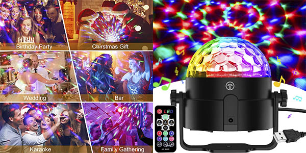 Bola discoteca LED Gobikey giratoria con luz RGB y control remoto por sólo 13,02€ (31% de descuento)