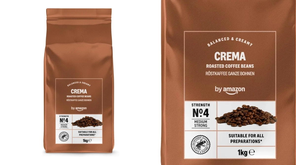 Café en grano Crema by Amazon de tueste natural de 1 kg por sólo 9,24€ (20% de descuento)